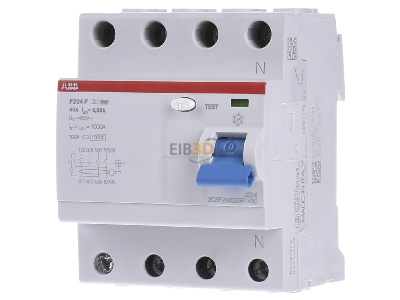 Front view ABB Stotz S&J F204F-40/0,03 Residual current breaker 4-p 40/0,03A 
