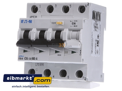 Front view Eaton (Moeller) FRBM6-C16/3N/003-A Earth leakage circuit breaker C16/0,03A
