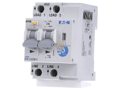 Front view Eaton AFDD-16/2/C/003-A Miniature circuit breaker 2-p C16A 
