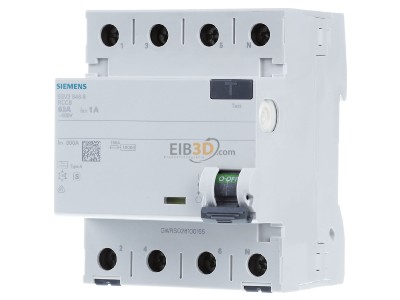 Frontansicht Siemens 5SV3846-8 FI-Schutzschalter 63A,1000mA,400V 
