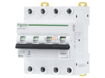 Front view Schneider Electric A9D87416 Residual current breaker 4-p 
