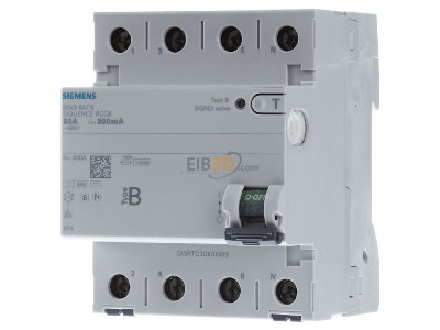 Front view Siemens 5SV3647-5 Residual current breaker 4-p 80/0,3A 
