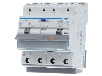 Front view Hager ADM416QC Earth leakage circuit breaker B16/0,03A 

