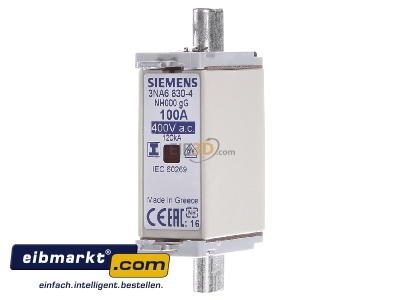 Frontansicht Siemens Indus.Sector 3NA6830-4 NH-Sicherungseinsatz mit Isol. Griffl. 