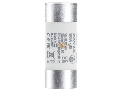 View on the left Siemens 3NW6224-1 Cylindrical fuse 22x58 mm 80A 
