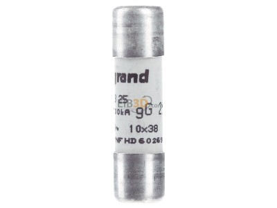 View on the right Legrand Bticino 13325 Cylindrical fuse 10x38 mm 25A 
