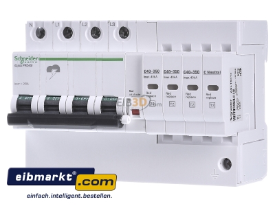 Frontansicht Schneider Electric A9L16294 berspannungsableiter Typ2 40R 3P+N IQUICK PRD 