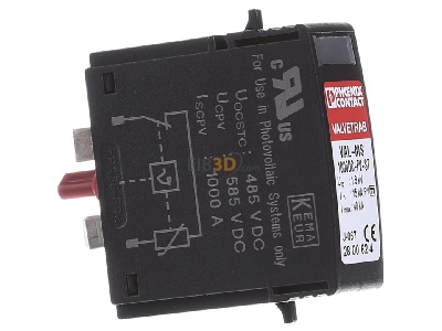 View on the left Phoenix VAL-MS 1000DC-PV-ST Surge protection for power supply 
