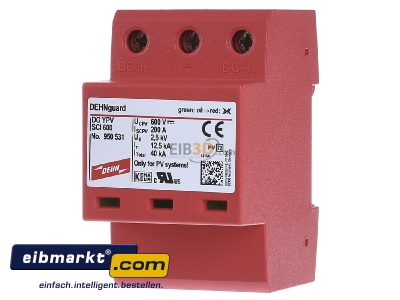 Front view Dehn+Shne DG YPV SCI 600 Surge protection for power supply
