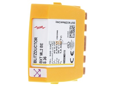 Front view Dehn BXT ML2 BE S 36 Combined arrester for signal systems 
