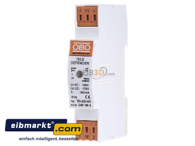 Front view OBO Bettermann TD-2/D-HS Surge protection for signal systems 
