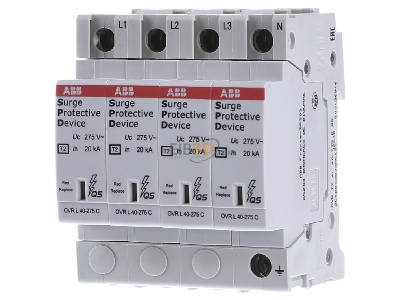 Frontansicht ABB Stotz S&J OVRT24L40-275PQ berspannungsschutz Typ2 TN-S 4P 20kA 