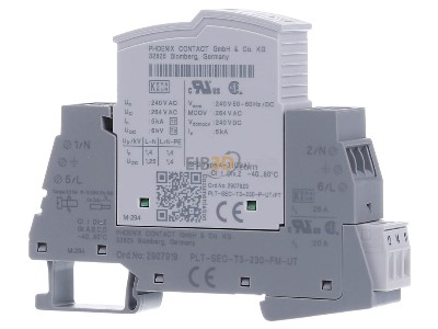 Front view Phoenix PLT-SEC-T3-230-FM-UT Surge protection device type 3 
