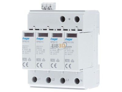 Front view Hager SPB415 Surge protection for power supply 
