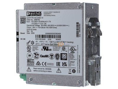 View on the right Phoenix QUINT-PS/1AC/24DC/10 DC-power supply 85...264V/24V 240W 
