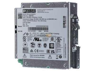View on the right Phoenix QUINT-PS/1AC/24DC/5 DC-power supply 85...264V/24V 120W 
