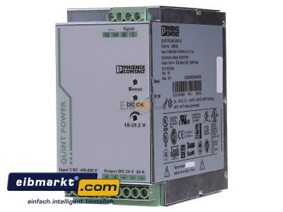 Front view Phoenix Contact QUINT-PS/3AC/24DC/20 DC-power supply 400...500V/24V
