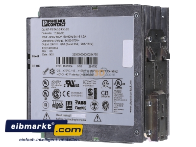 View on the right Phoenix Contact QUINT-PS/3AC/24DC/20 DC-power supply 400...500V/24V
