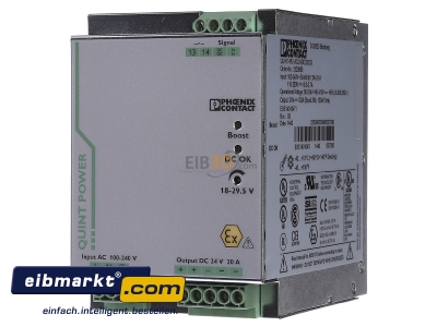 Front view Phoenix Contact QUINTPS1AC24DC20CO DC-power supply - 
