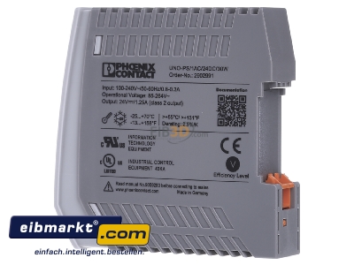 View on the right Phoenix Contact UNO-PS/1AC/24DC/ 30W DC-power supply 85...264V/24V 30W - 
