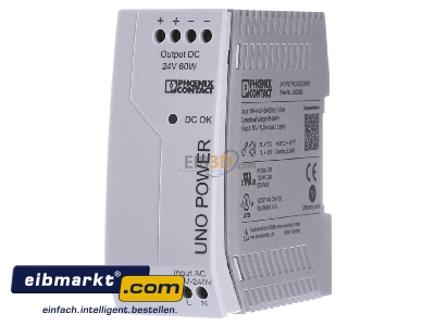Front view Phoenix Contact UNO-PS/1AC/24DC/ 60W DC-power supply 100...240V/24V 60W 
