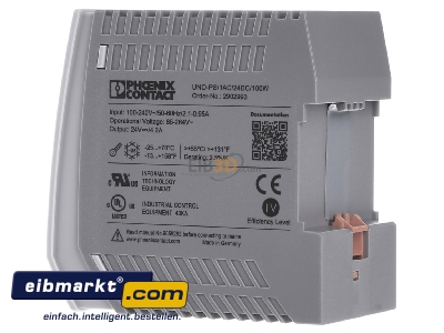 View on the right Phoenix Contact UNO-PS/1AC/24DC/100W DC-power supply 85...264V/24V 100W - 
