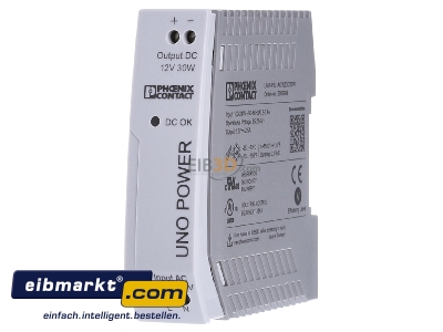 Front view Phoenix Contact UNO-PS/1AC/12DC/ 30W DC-power supply 85...264V/12V 30W - 
