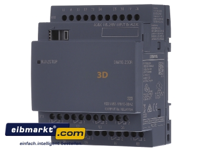 Front view Siemens Indus.Sector 6ED1055-1FB10-0BA2 PLC digital I/O-module 8In/8Out
