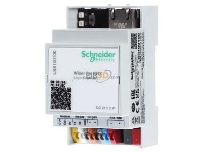Front view Schneider Electric LSS100100 HomeLYnk logic controller, logic module, controller for EIB, KNX, Modbus and BACnet, 

