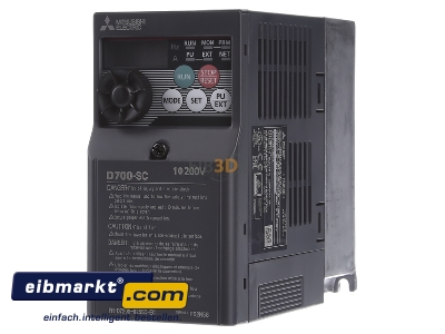 Front view Mitsubishi Electric FR-D720S-025SC-EC Frequency converter 200...240V 0,4kW
