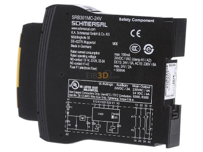 View on the right Schmersal SRB 301MC Safety relay 24V DC EN954-1 Cat 4 
