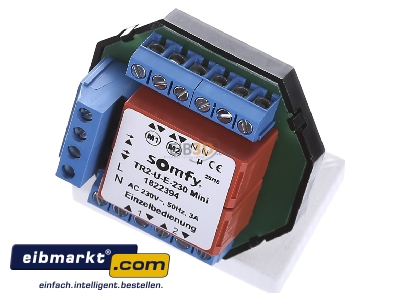 Ansicht oben vorne Somfy TR2-U-E-230 mini Trennrelais UP f. zwei Antriebe 