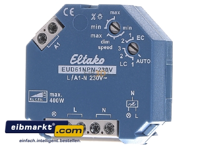 Front view Eltako EUD61NPN-230V Dimmer flush mounted 
