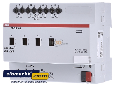 Frontansicht ABB Stotz S&J SD/S 4.16.1 Schalt/Dimmaktor 4-fach, 16A, REG 