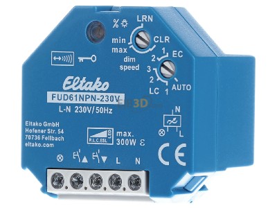 Front view Eltako FUD61NPN-230V Wireless actuator universal dimming Switch, 
