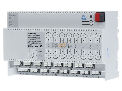 Frontansicht Siemens 5WG1567-1AB22 EIB, KNX Schaltaktor, 16fach, N 567/22, 