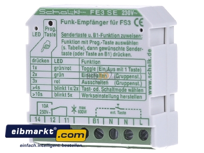 Frontansicht Schalk FE3 SE 230V AC Funk-Empfngerschalter 1-Kanal UP, 18,5mm 