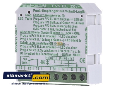 Frontansicht Schalk FV2 EL Funk-Empfnger m. Logik UP 1 Wechsl. 10A 230VAC 