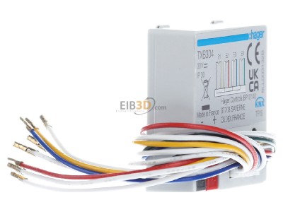 View on the left Hager TXB304 EIB, KNX binary input 4-fold, 
