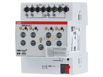 Frontansicht ABB ES/S 4.1.2.1 EIB, KNX Heizungsaktor 4fach, elektronischer Schaltaktor zum geruschlosen und verschleifreien Schalten, max. 1A, 