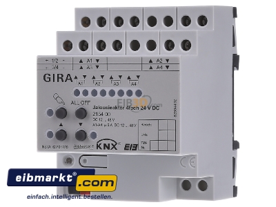 Frontansicht Gira 215400 Jalousieaktor 4fach 24VDC KNX/EIB REG 