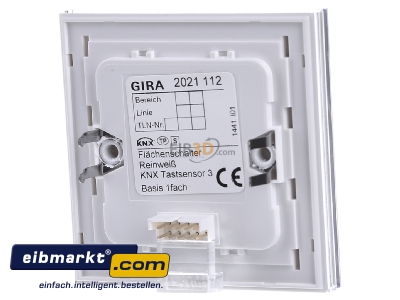 Ansicht hinten Gira 2021112 KNX Tastsensor 3 Basis 1-fach, rws 