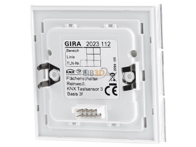 Ansicht hinten Gira 2023112 KNX Tastsensor 3 Basis 3-fach, rws 