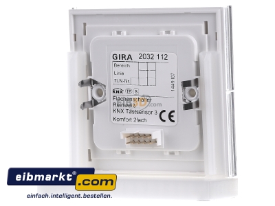 Ansicht hinten Gira 2032112 KNX Tastsensor 3 Komfort 2-fach, rws 