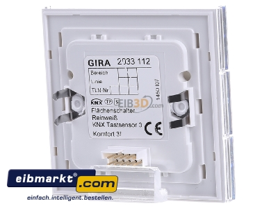 Ansicht hinten Gira 2033112 KNX Tastsensor 3 Komfort 3-fach, rws 