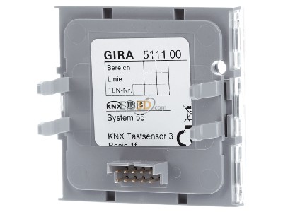 Back view Gira 511100 EIB, KNX push button sensor 3 base 1-fold, 
