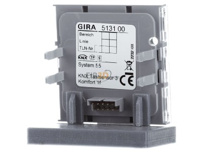 Back view Gira 513100 EIB, KNX push button sensor 3 comfort 1-fold, 
