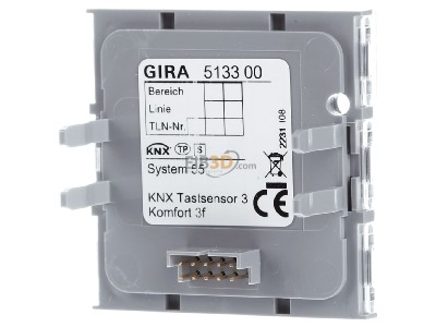 Back view Gira 513300 EIB, KNX push button sensor 3 comfort 3-fold, 
