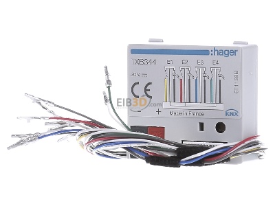 Front view Hager TXB344 Binary input for home automation 4-ch 
