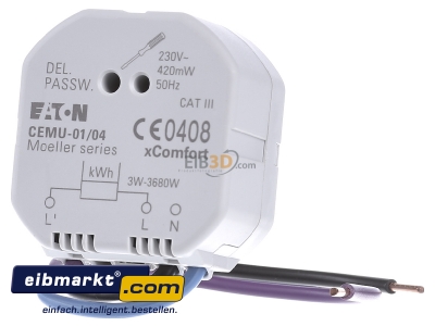 Front view Eaton (Installation) 136477 Energy meter for bus system
